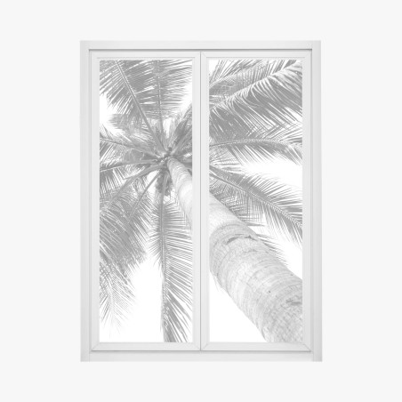 Window decal monochrome palm tree from below • Wallissimo®