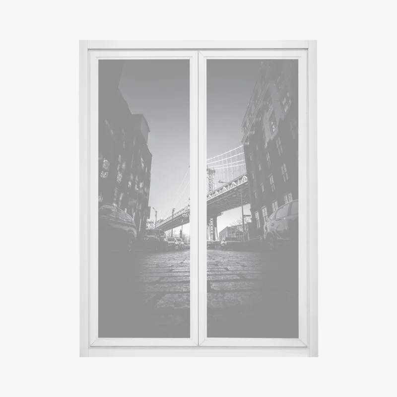 Window decal Manhattan bridge perspective over cobblestone street