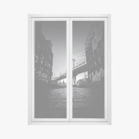 Window decal Manhattan bridge perspective over cobblestone street • Wallissimo®