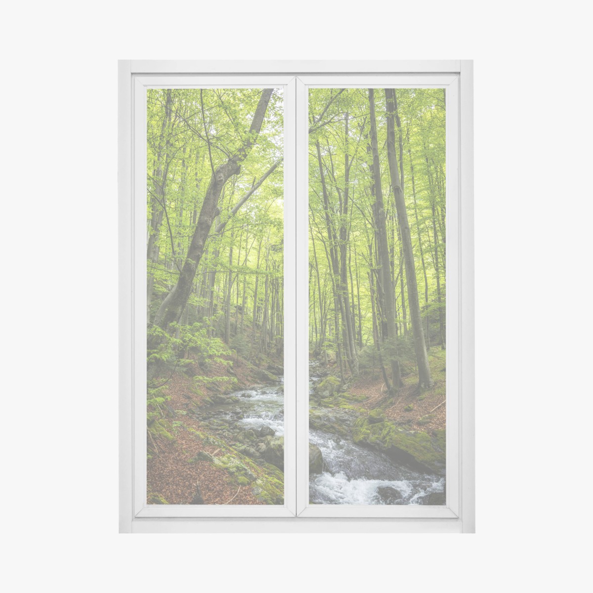 Window decal serene green forest stream • Wallissimo® Window decal serene green forest stream • Wallissimo®