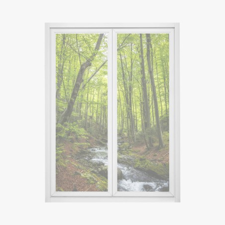 Window decal serene green forest stream • Wallissimo®