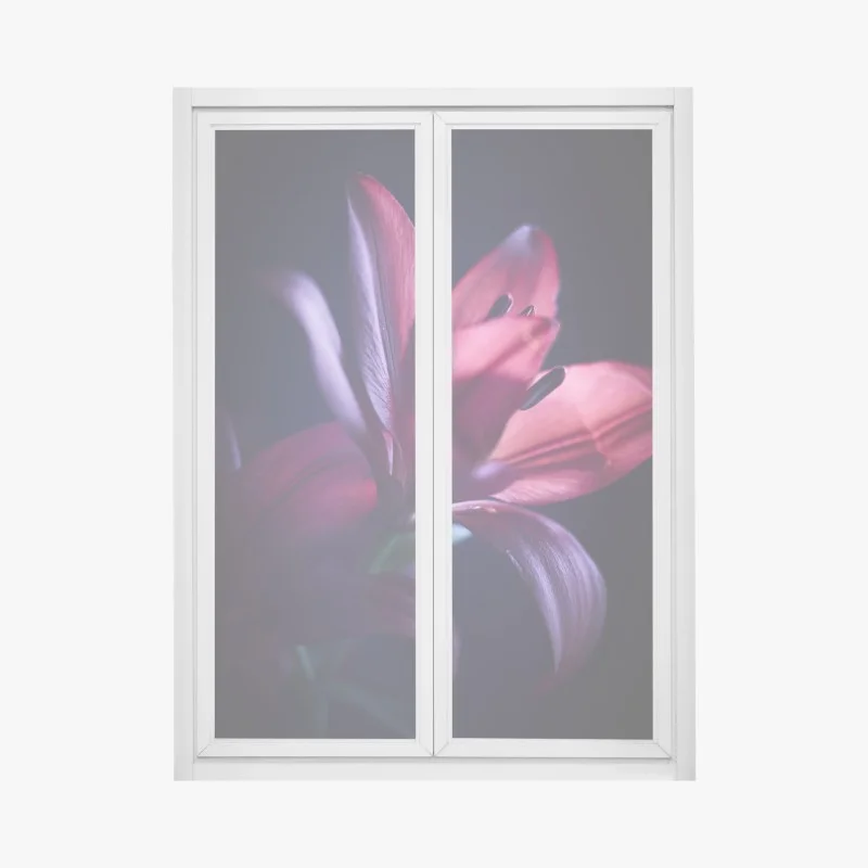 Window decal crimson lily close-up