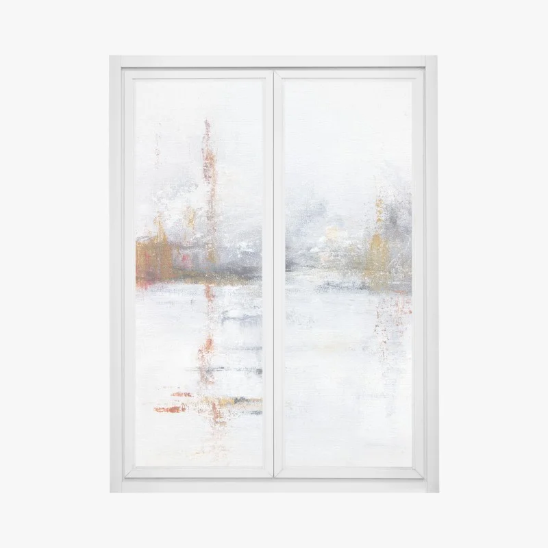 Window decal serene abstract landscape in soft neutrals