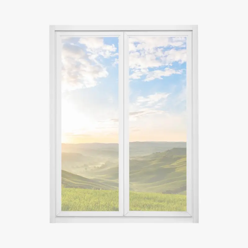 Window decal sunrise over misty rolling hills ⁕ Wallissimo®