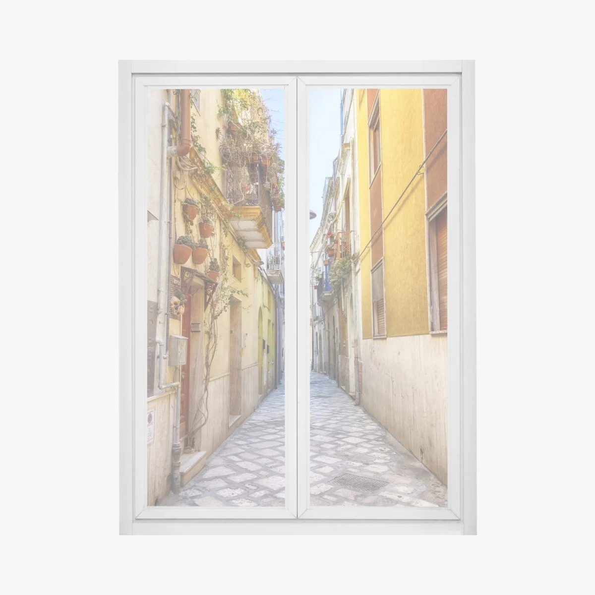 Window decal sunlit alley in Brindisi • Wallissimo® Window decal sunlit alley in Brindisi • Wallissimo®