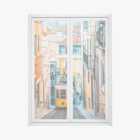 Window decal vibrant bica tram in Lisbon • Wallissimo®