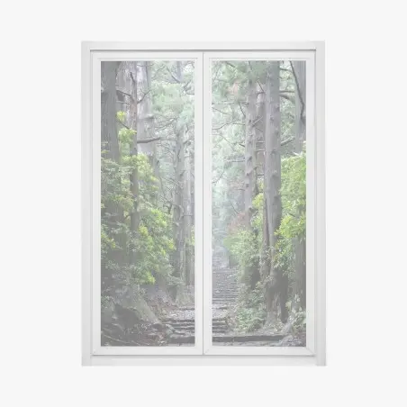 Window decal misty forest path through ancient trees • Wallissimo®