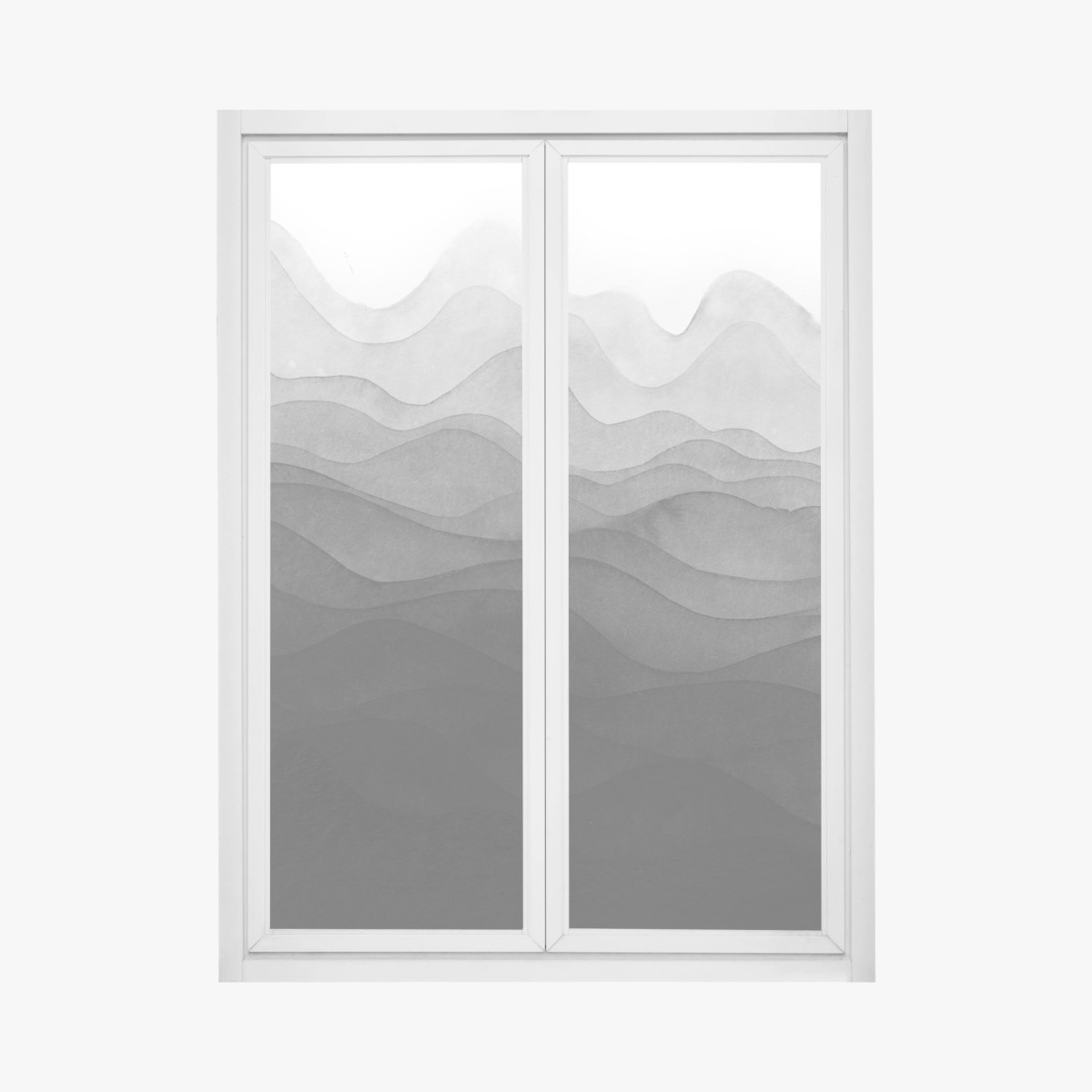 Window decal monochrome layered mountain waves • Wallissimo®