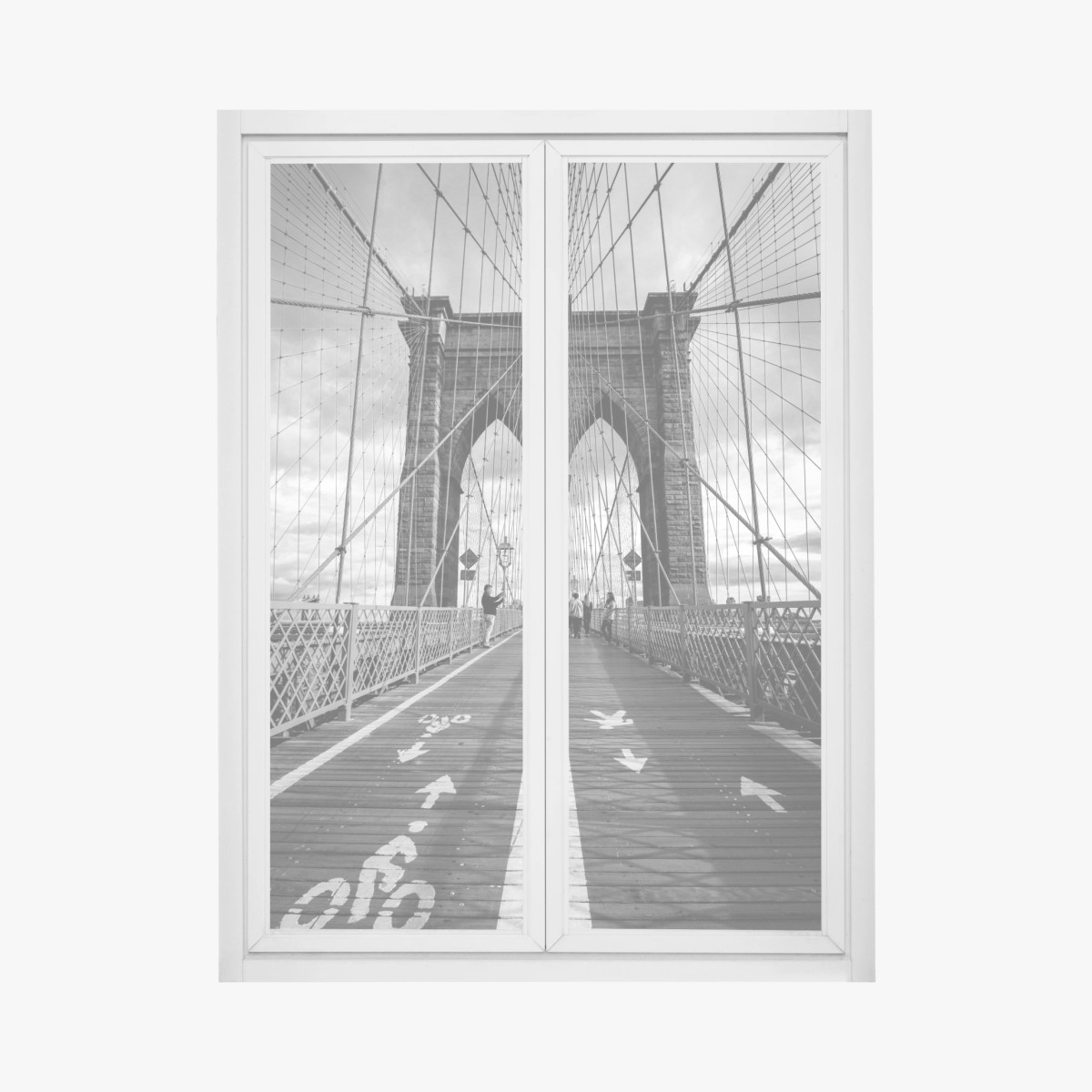 Window decal Brooklyn Bridge perspective in monochrome • Wallissimo® Window decal Brooklyn Bridge perspective in monochrome • Wallissimo®