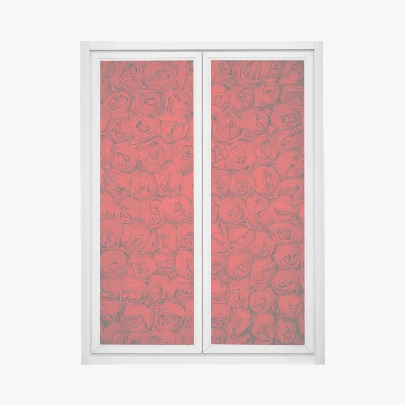 Window decal endless bed of red roses