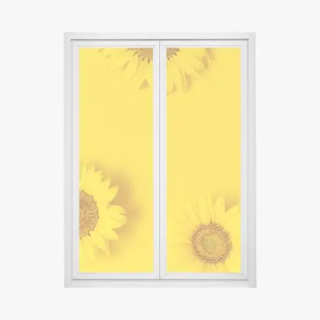 Window decal sunflower trio on yellow background • Wallissimo®