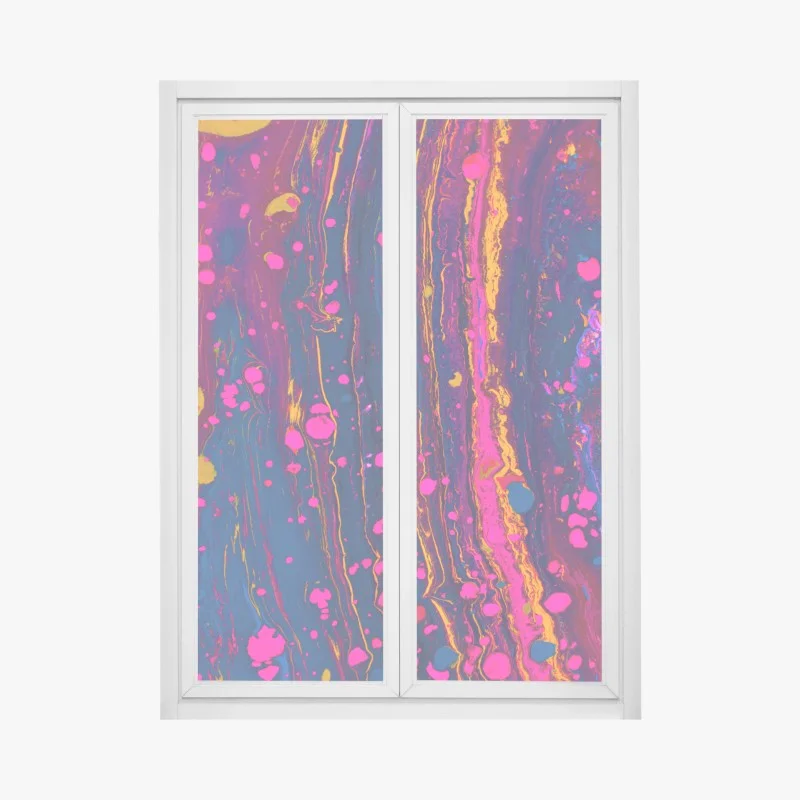 Window decal neon marbled abstract wall art