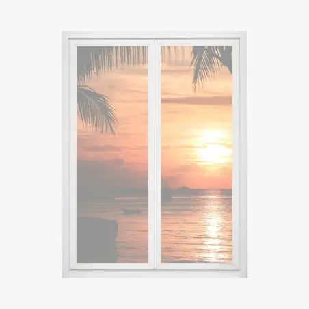 Window decal tropical sunset at the beach • Wallissimo®