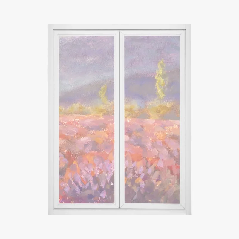 Window decal Provence lavender field painting
