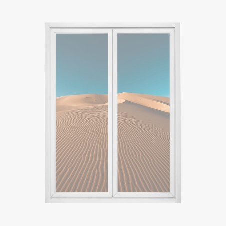 Window decal golden sand dunes under deep blue sky • Wallissimo®