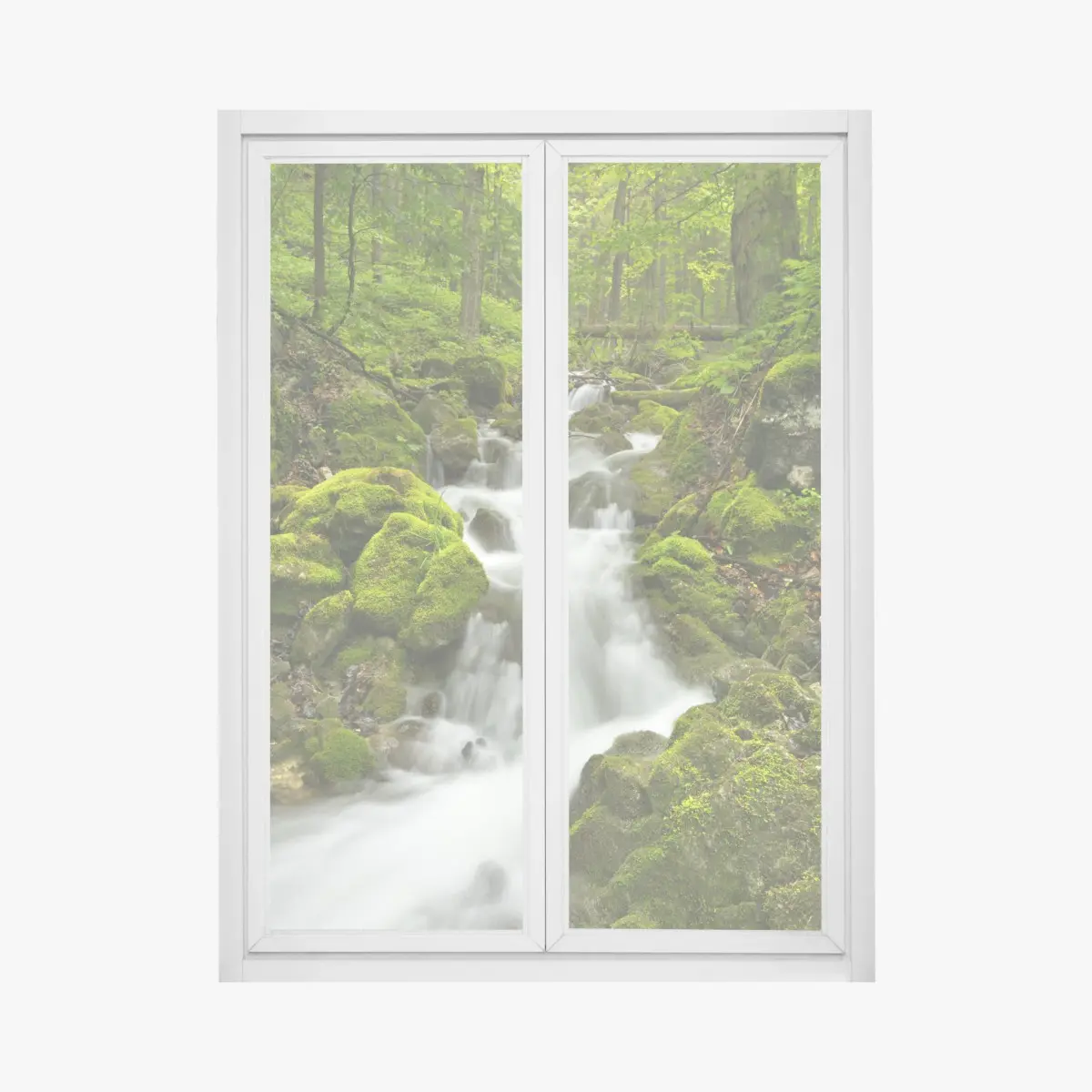 Window decal lush mossy waterfall in Slovenský Raj • Wallissimo® Window decal lush mossy waterfall in Slovenský Raj • Wallissimo®