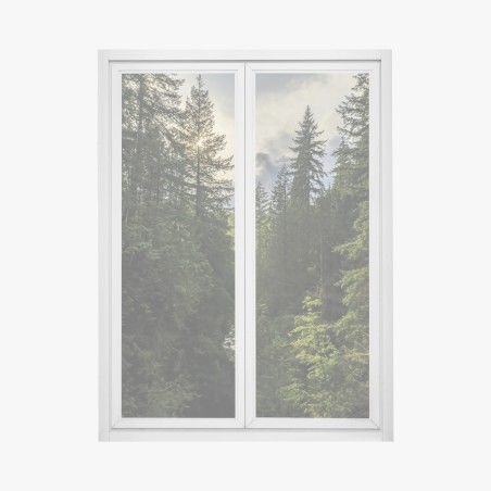 Window decal misty evergreen forest waterfall • Wallissimo®