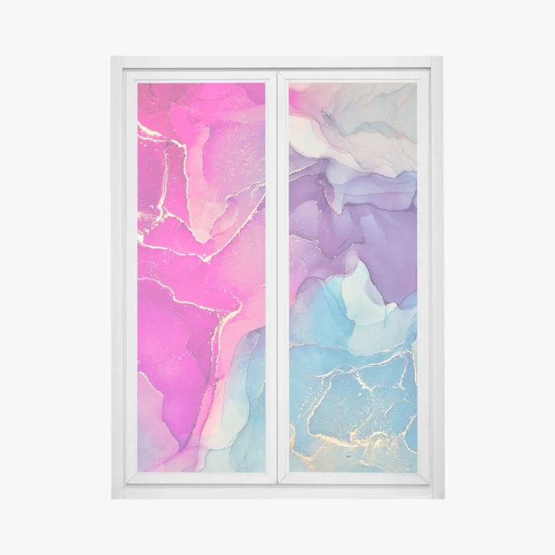 Window decal vibrant marble alcohol ink composition