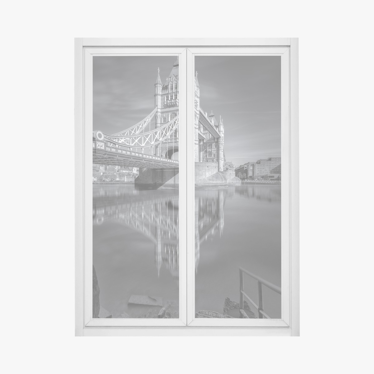 Window decal Tower Bridge reflection in grayscale • Wallissimo® Window decal Tower Bridge reflection in grayscale • Wallissimo®