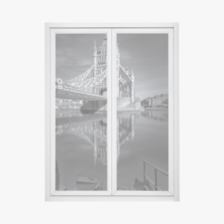 Window decal Tower Bridge reflection in grayscale • Wallissimo®