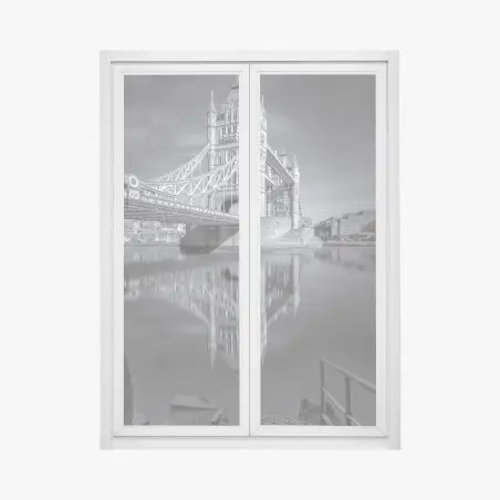 Window decal Tower Bridge reflection in grayscale • Wallissimo®