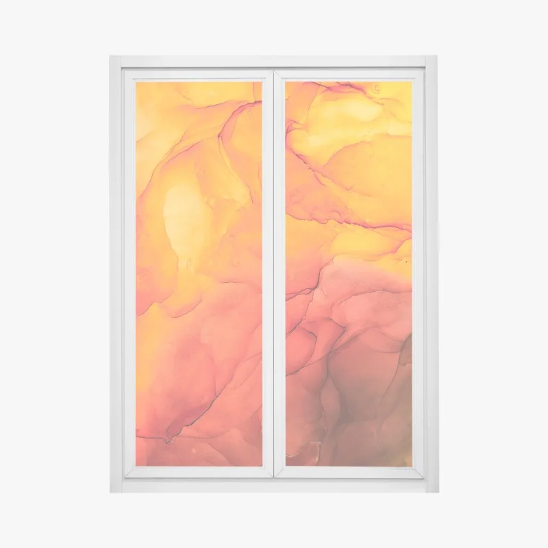 Window decal vibrant orange alcohol ink abstract