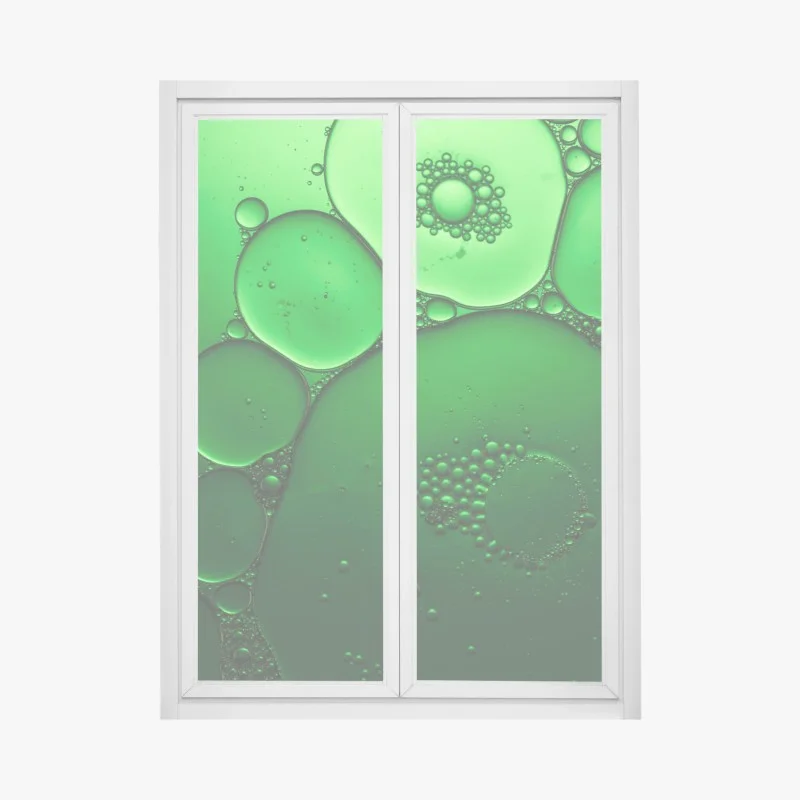 Window decal green bubbles abstract composition