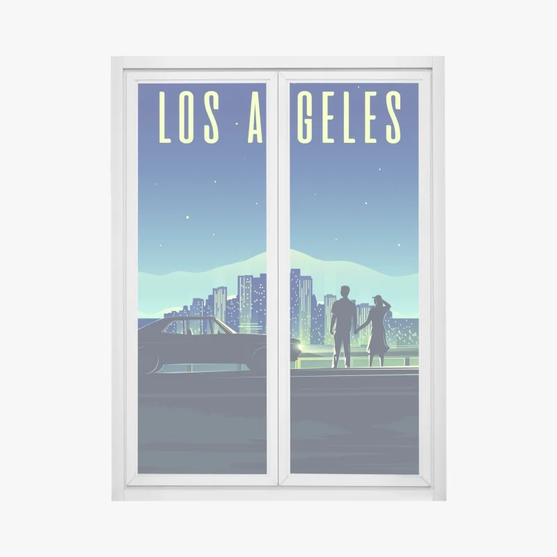 Window decal Los Angeles night skyline