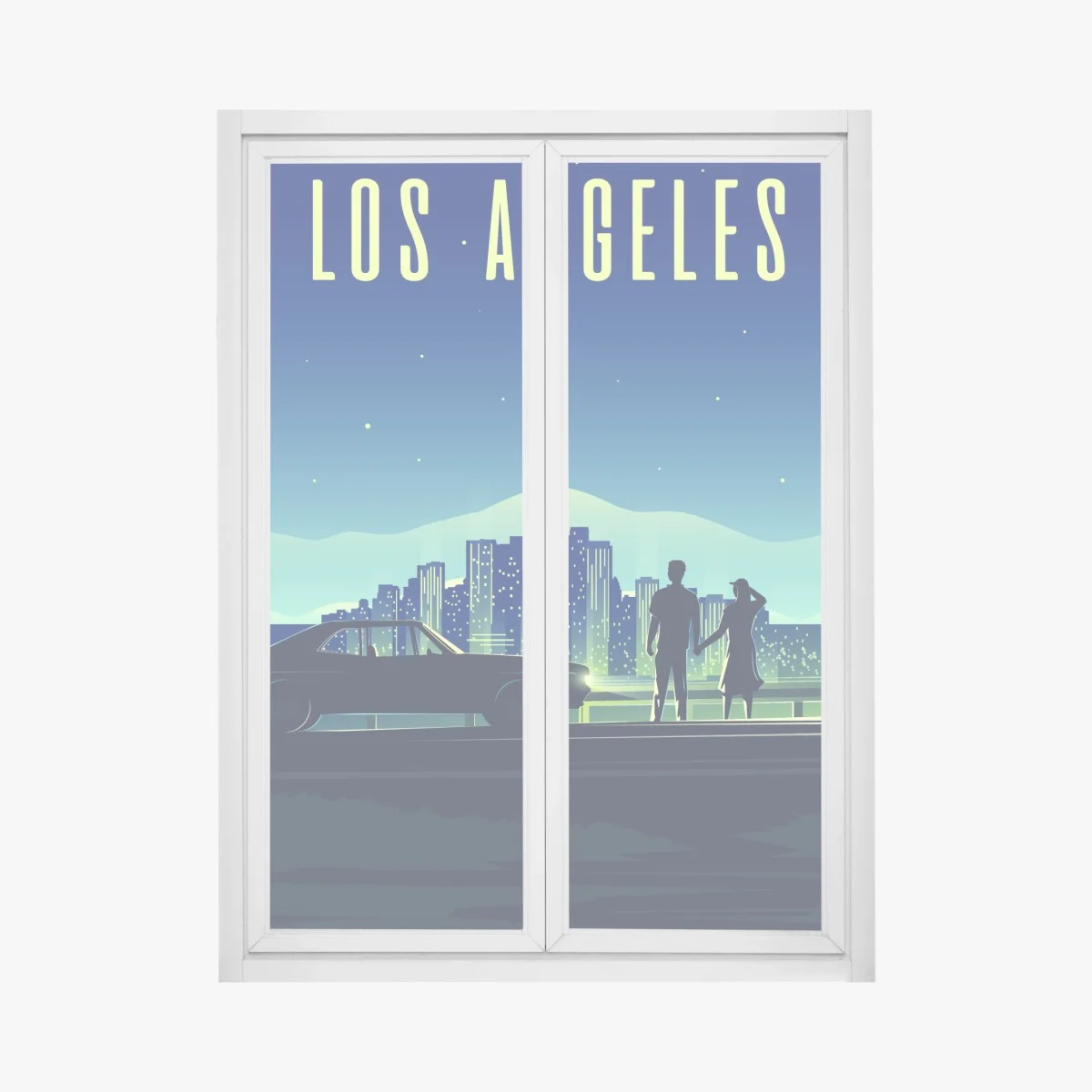Window decal Los Angeles night skyline • Wallissimo® Window decal Los Angeles night skyline • Wallissimo®