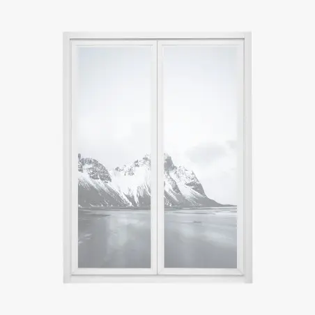 Window decal serene snow-capped mountain seascape • Wallissimo®