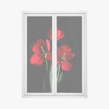 Window decal three red tulips on black • Wallissimo®