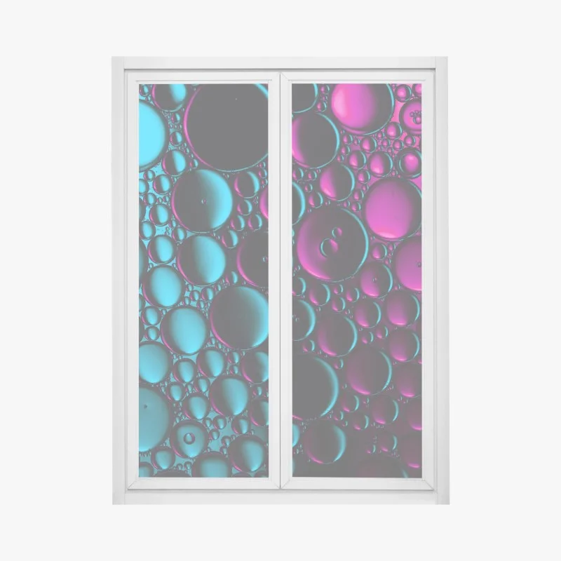 Window decal turquoise and magenta bubble pattern