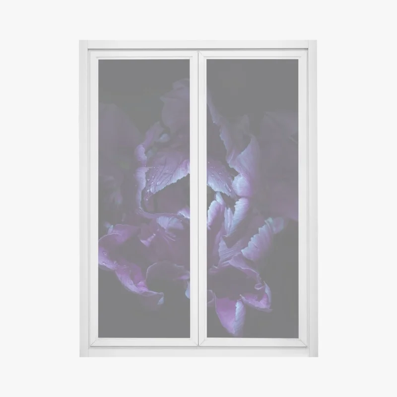 Window decal purple tulip in ultraviolet glow