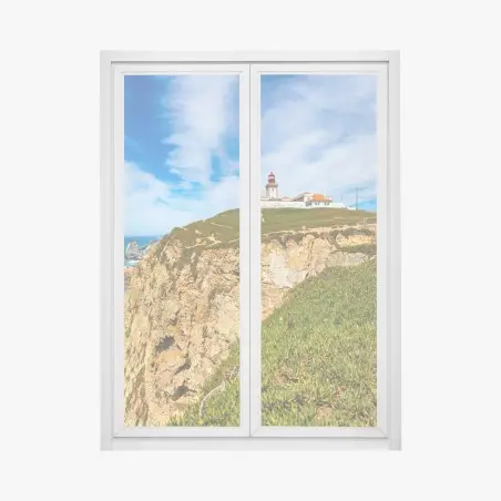 Window decal lighthouse on the cliffs of Cabo da Roca • Wallissimo®