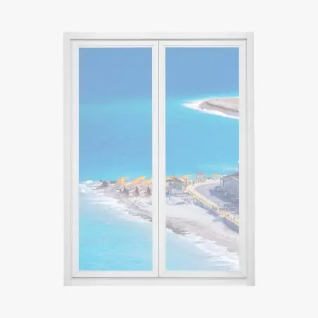 Window decal Rhodes beach with colorful umbrellas • Wallissimo®