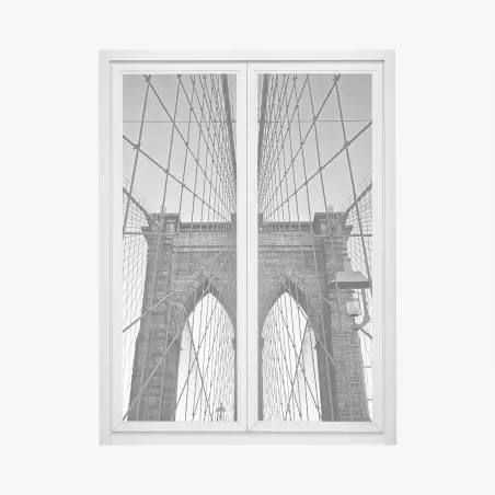 Window decal symmetric suspension bridge in black and white • Wallissimo®