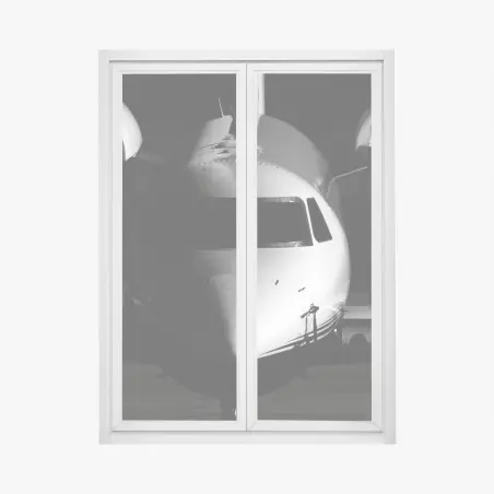 Window decal monochrome private jet front view • Wallissimo®