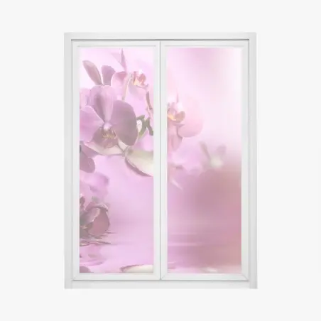 Window decal pink orchid reflections • Wallissimo®