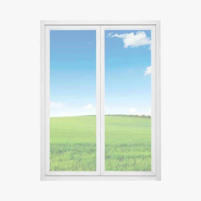 Window decal serene green meadow under blue sky