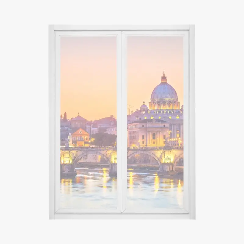 Window decal sunset over St. Peter's and the Tiber