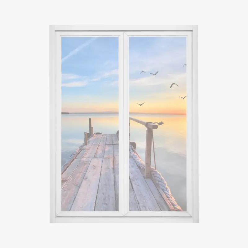 Window decal Byron Bay coastal panorama • Wallissimo®