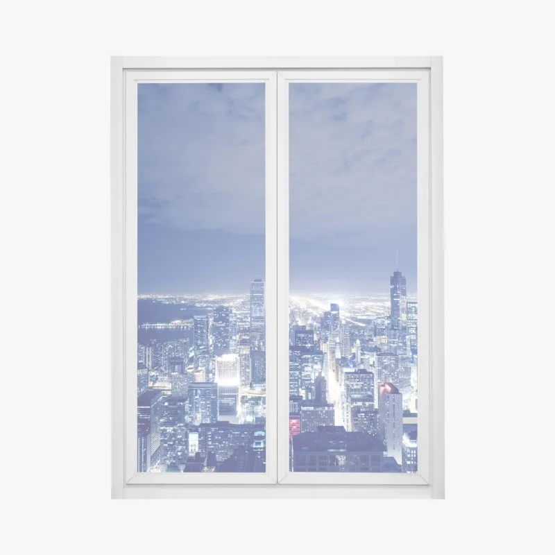 Window decal Chicago night skyline panorama