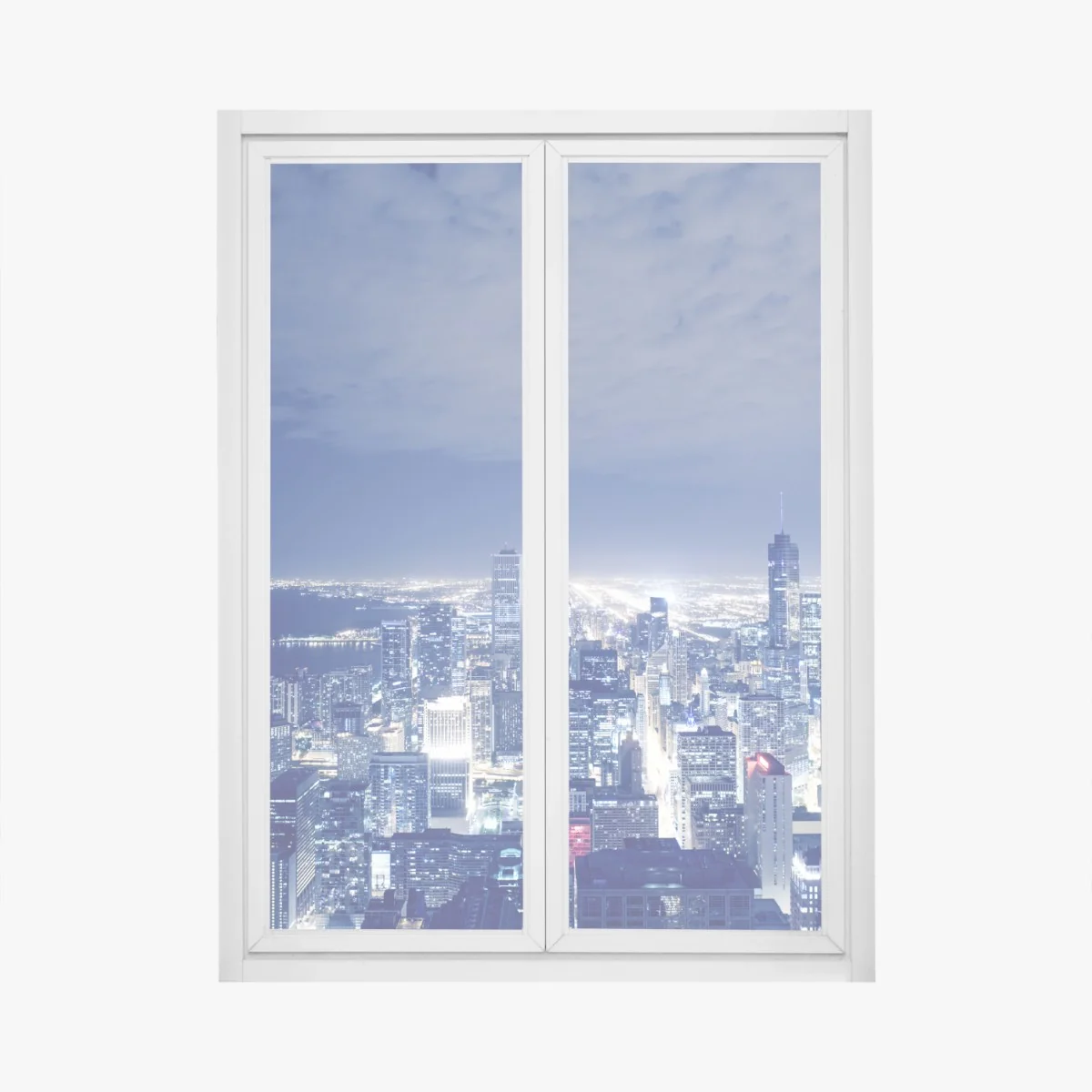 Window decal Chicago night skyline panorama • Wallissimo® Window decal Chicago night skyline panorama • Wallissimo®