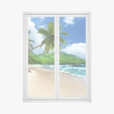 Window decal serene tropical beach on Mahe, Seychelles • Wallissimo®