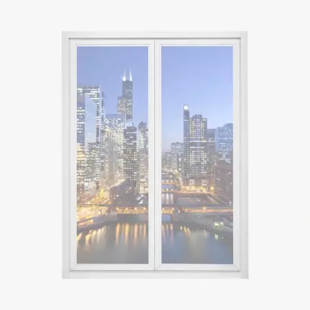 Window decal Chicago skyline at dusk • Wallissimo®