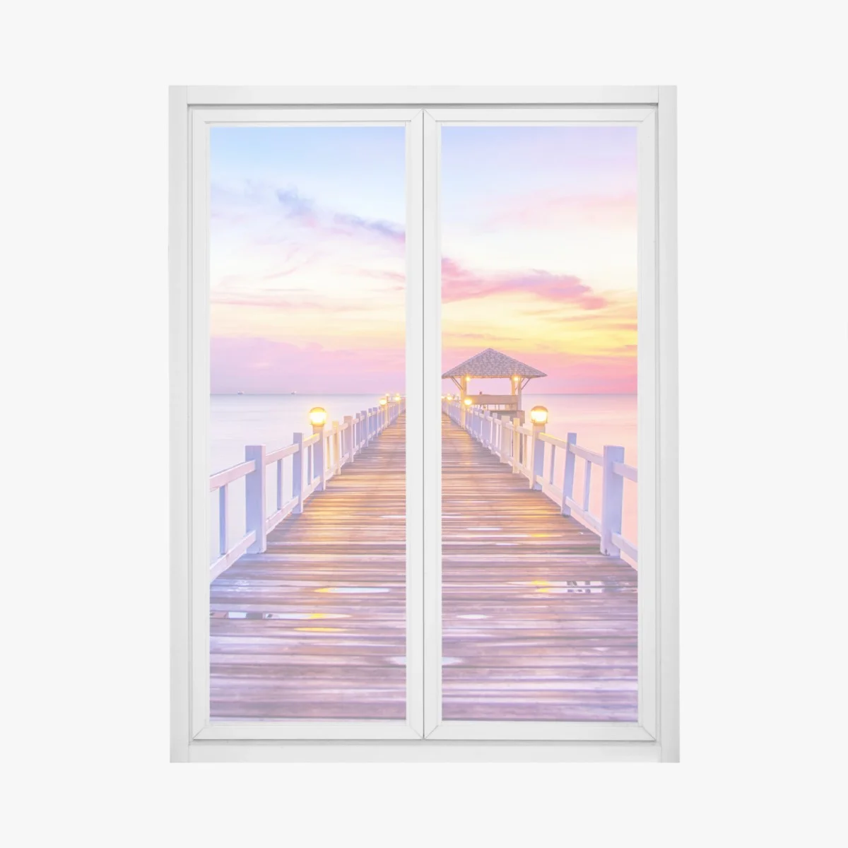 Window decal sunset pier leading to tranquil horizon ⁕ Wallissimo® Window decal sunset pier leading to tranquil horizon ⁕ Wallissimo®