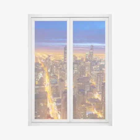 Window decal Chicago night skyline panorama • Wallissimo®