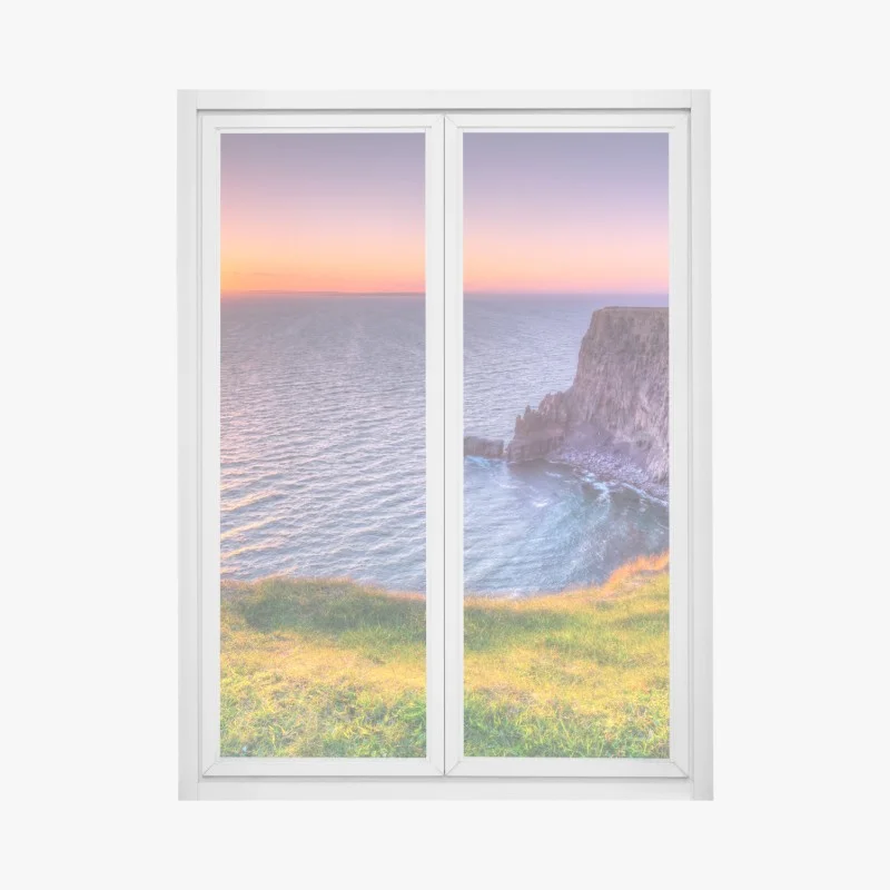 Window decal sunset over rugged coastal cliffs ⁕ Wallissimo® Window decal sunset over rugged coastal cliffs ⁕ Wallissimo®