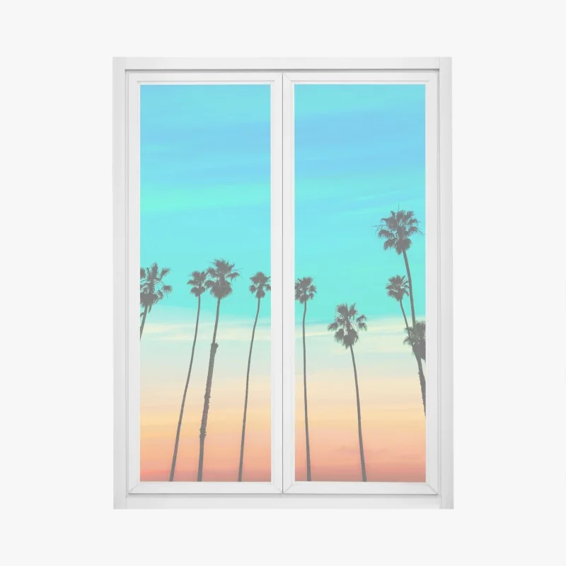 Window decal California sunset palm silhouettes