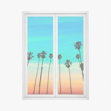Window decal California sunset palm silhouettes • Wallissimo®